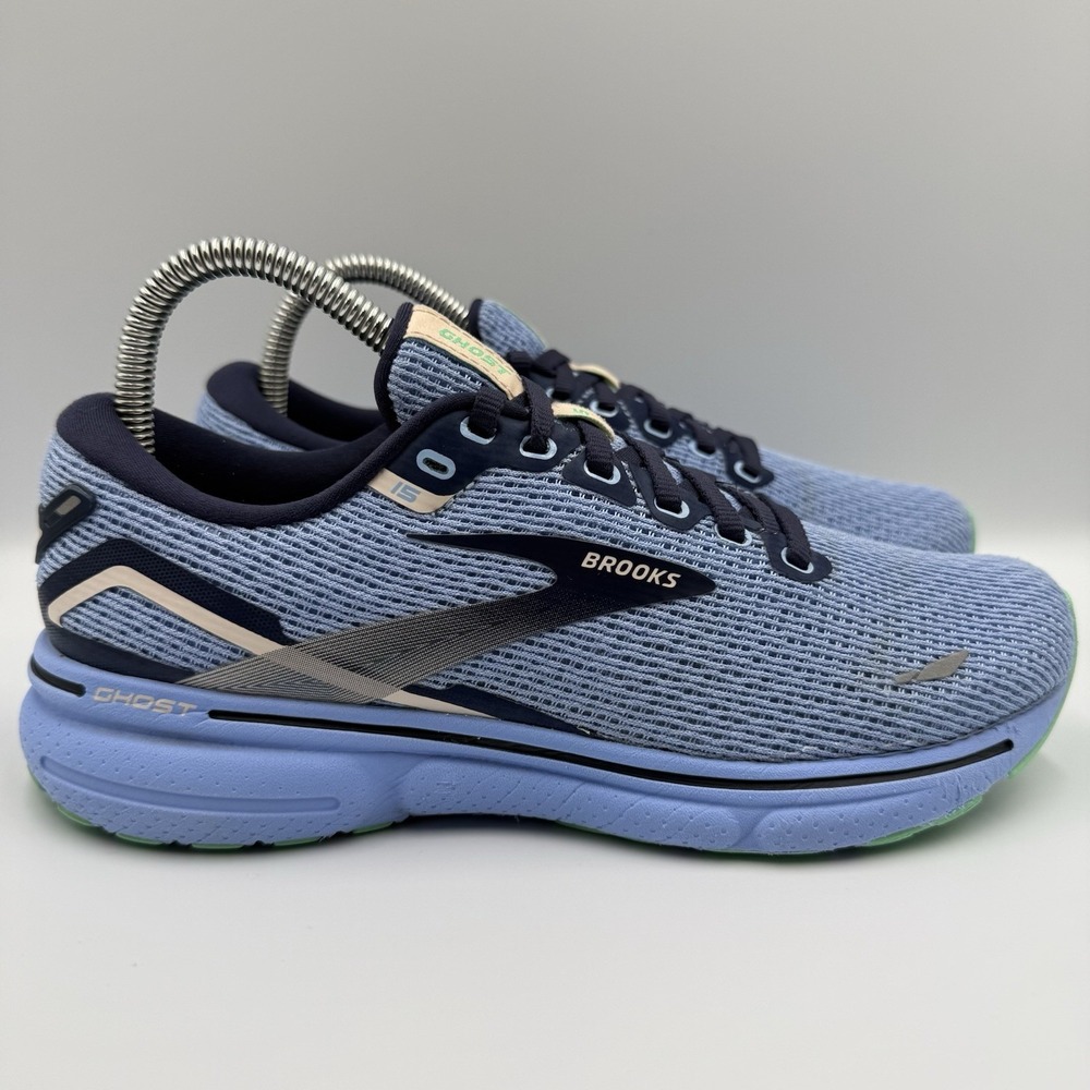 Brooks Ghost 15 Blue Running Shoes Women's Size 7.5 Black Athletic Sneakers